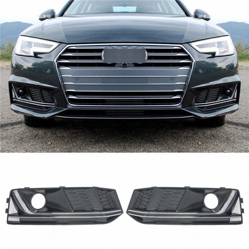 Mistlamp Grillen Audi A4 B9 2015-2019 S-Line RS-Look Zwart Zilver