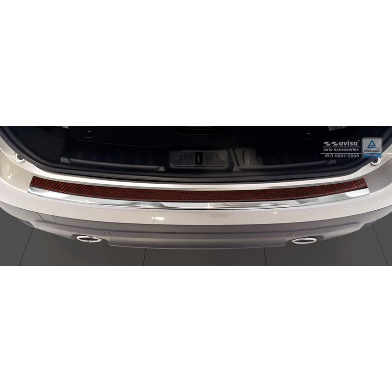 RVS Achterbumperprotector 'Deluxe'  Jaguar F-Pace 2016-2020 & FL 2020- Chroom/Rood-Zwart Carbon
