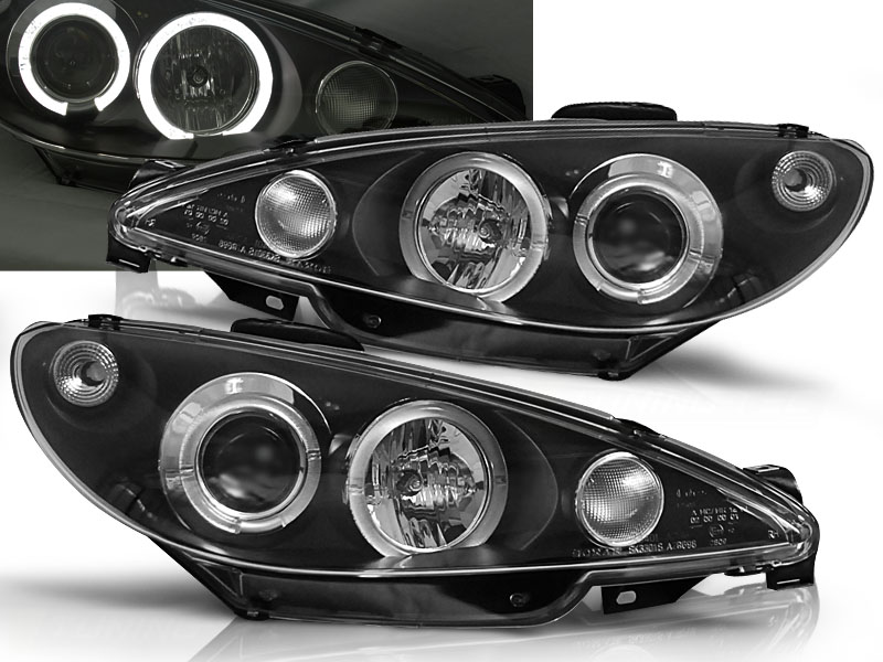 Koplampen Peugeot 206 98-02 Angel Eyes zwart