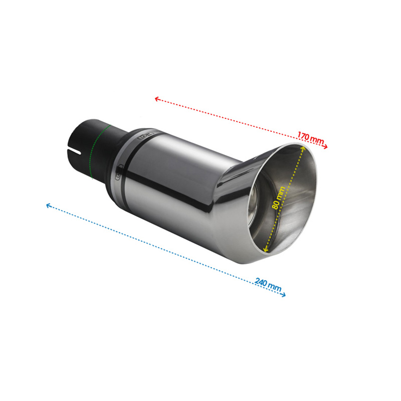 Ulter Sport Uitlaatsierstuk - Rond DTM/Race Ø80mm - Lengte 170mm - Montage ->50mm - RVS