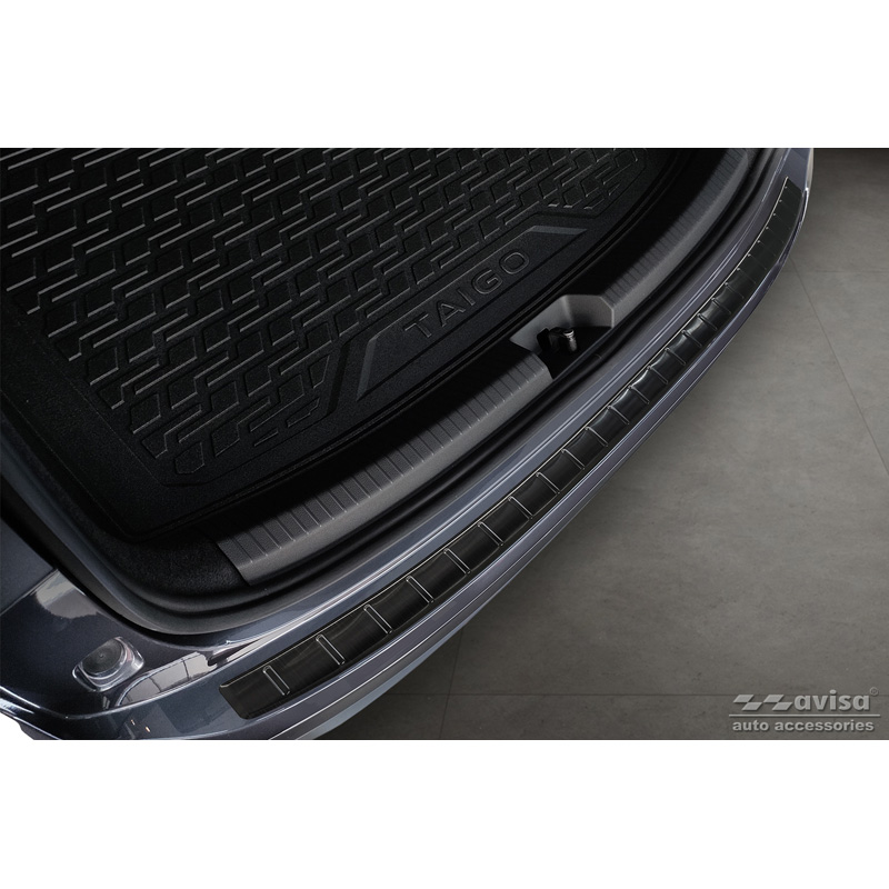 Zwart RVS Achterbumperprotector  Volkswagen Taigo 2021- 'Ribs'
