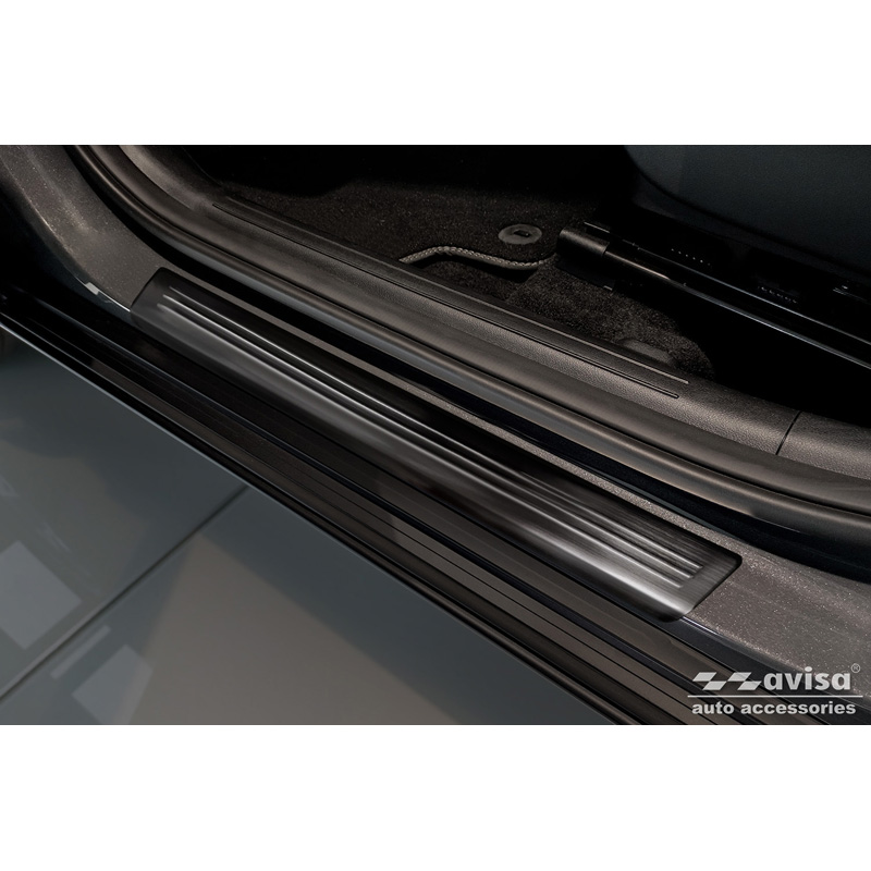 Zwart RVS Instaplijsten  Hyundai Kona II 2023- / MG ZS II 2024- & MG 3 III 2024- - 'Lines' - 4-delig