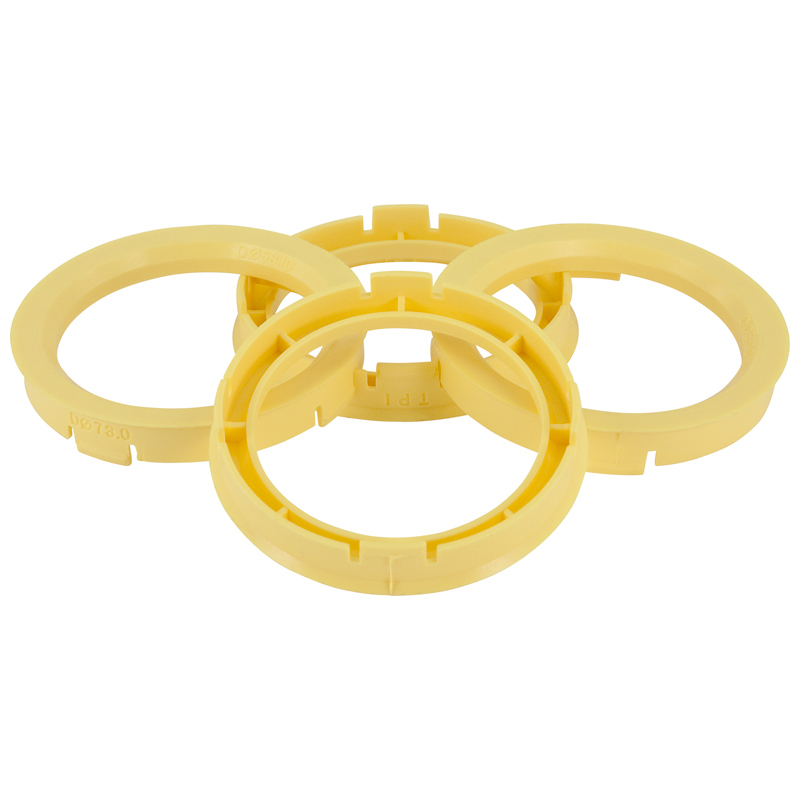 Set TPI Centreerringen - 74.1->58.1mm - Lemon Geel