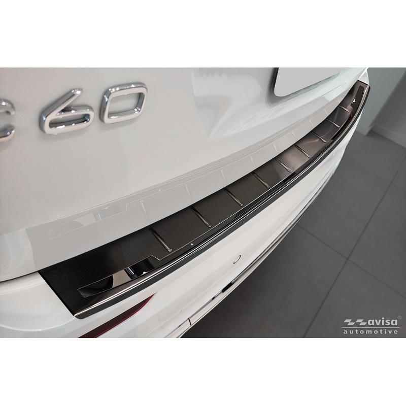 Avisa Zwart RVS Achterbumperprotector  Volvo XC60 II 2017-2021 & Facelift 2021- incl. R-Design & Plug-in-Hybrid 'Shadow Premium'