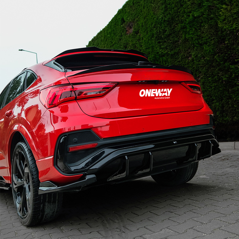 Oneway Achterbumperskirts (Hoeken)  Audi Q3 (F3N) Sportback S-Line 2019-2025 excl. RSQ3 - Glanzend zwart