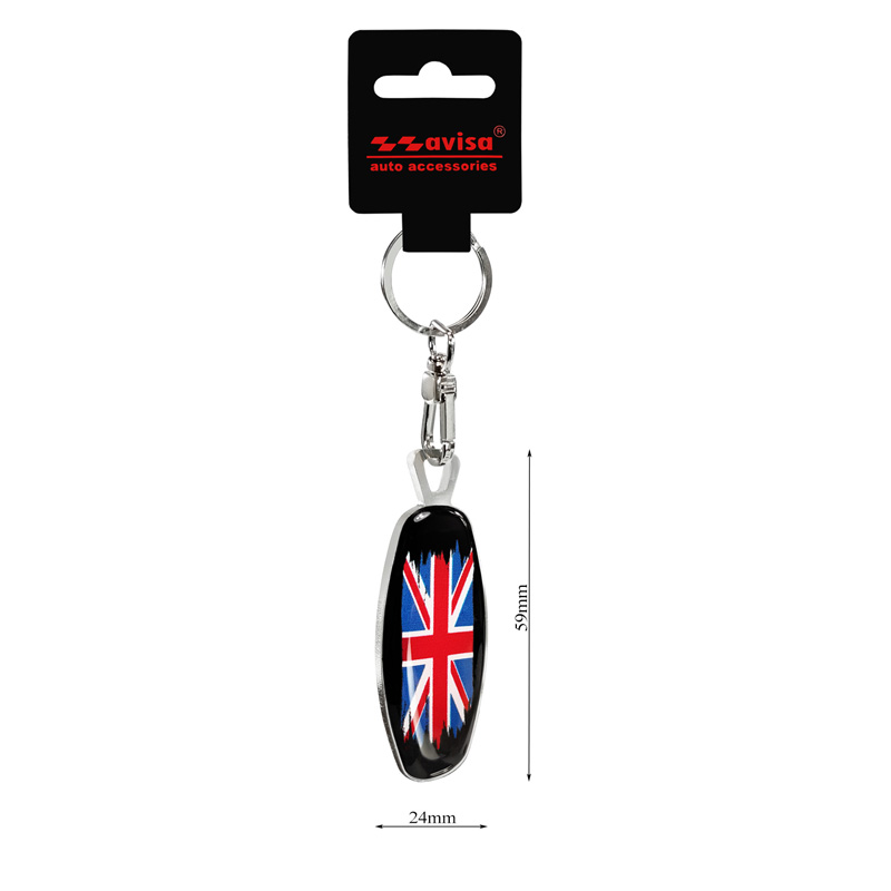 RVS sleutelhanger - Emblem/ Flag Star of David+UK