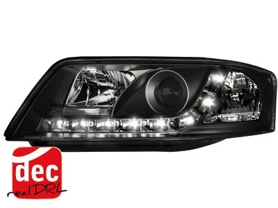Koplampen Audi A6 4B 01-04 Devil Eyes real DRL LED Zwart