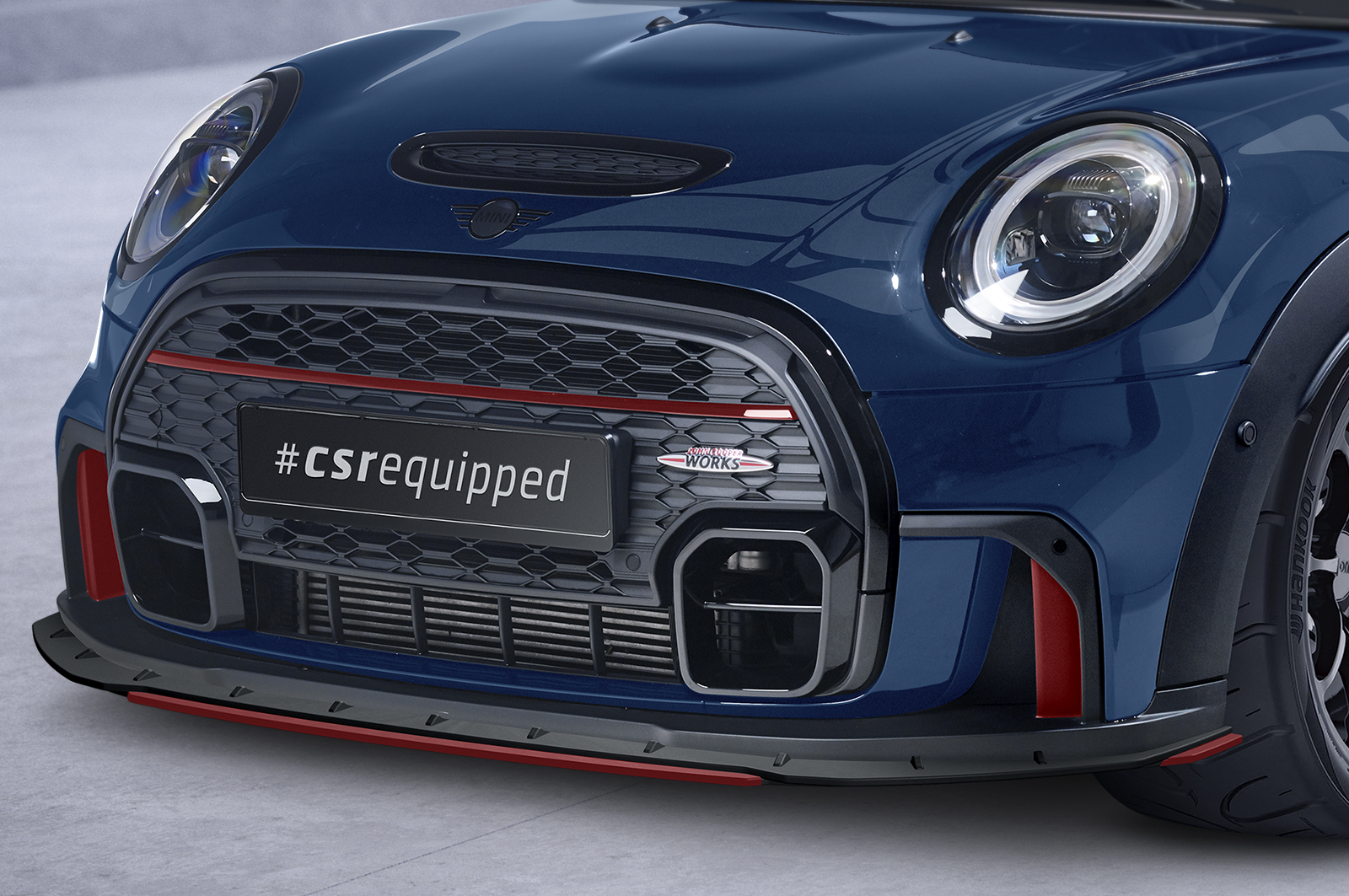 Voorspoiler Mini Cooper JCW F55 F56 F57 CSR Glans Zwart