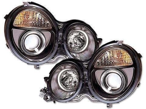 Koplampen Mercedes E-Class W210 99-01 Angel Eyes zwart