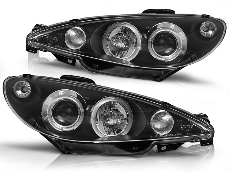 Koplampen Peugeot 206 98-02 Angel Eyes zwart