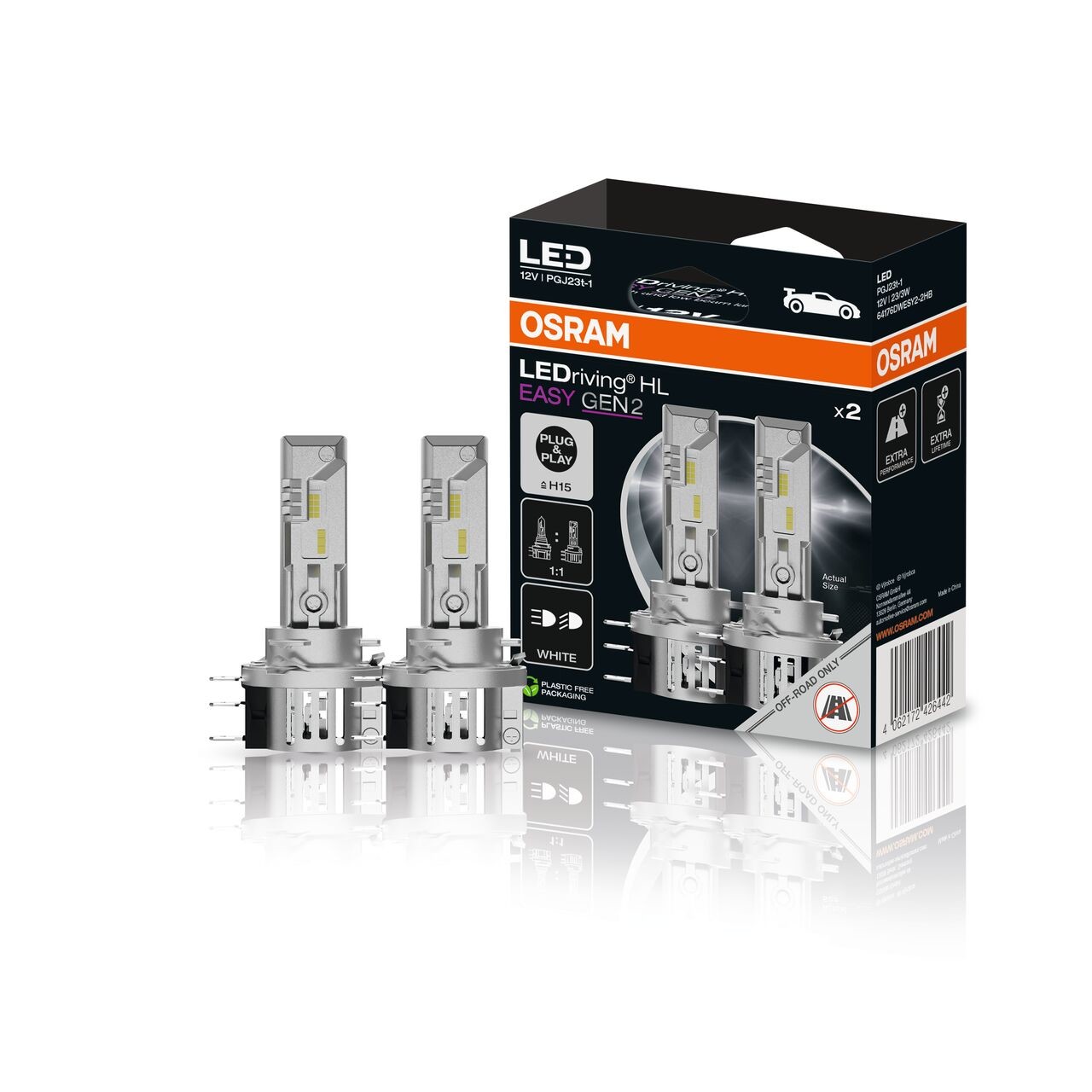 OSRAM LEDriving HL EASY Gen.2 H15 LED Lampen 12V 6500K