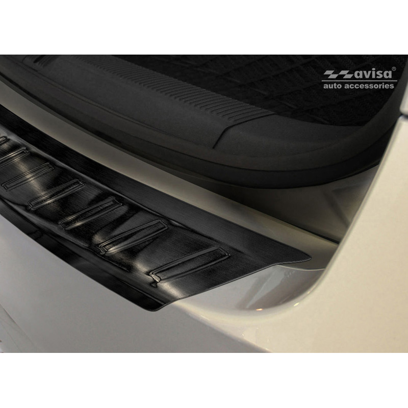 Zwart RVS Achterbumperprotector  Skoda Octavia II Combi 2004-2013 (excl. Scout) 'Ribs'