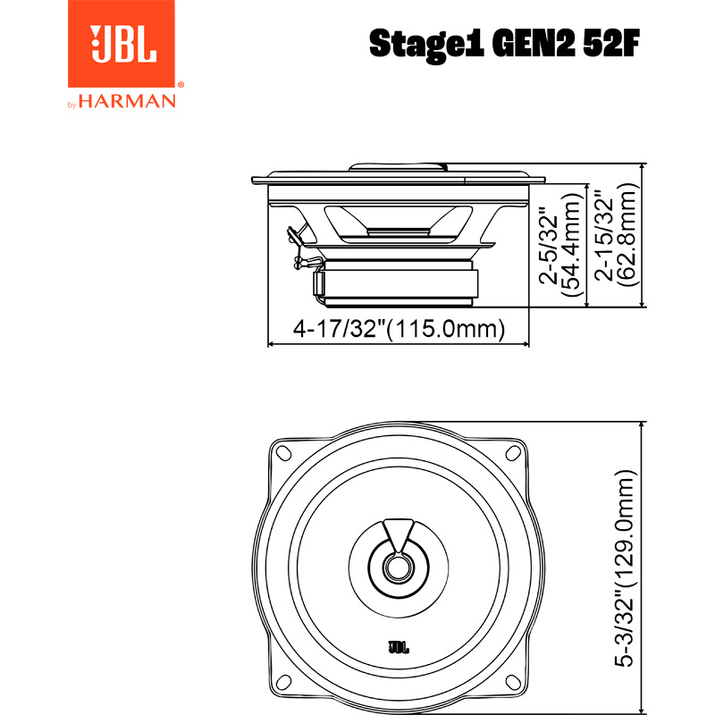 JBL Stage 1 Gen 2 52F 5.25'' (13cm) 2-Weg Speakerset 320W/40W RMS (zonder grill)