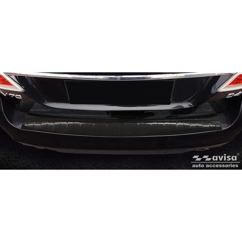 Zwart RVS Achterbumperprotector  Volvo V70 Facelift 2013-2016 'Ribs'