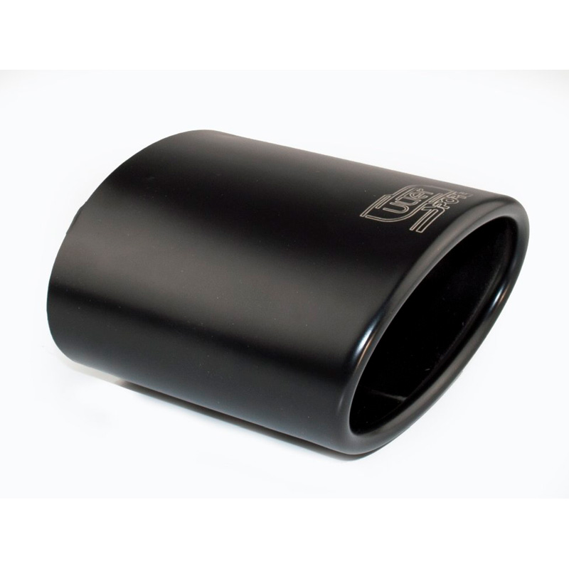 Ulter Sport Uitlaatsierstuk - Ovaal 120x80mm Schuin - Lengte 120mm - Montage 50-65mm - Zwart RVS