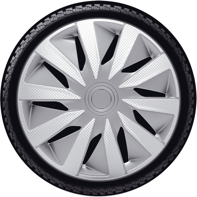 4-Delige J-Tec Wieldoppenset Lazio 13-inch zilver/carbon-look
