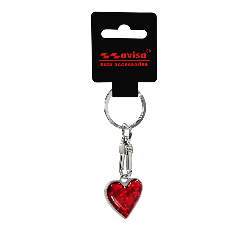 RVS sleutelhanger - 'Heart' Rood