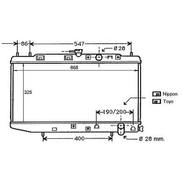 Radiator CIVIC 87-91 325x587 1.1-1.616V 4WD