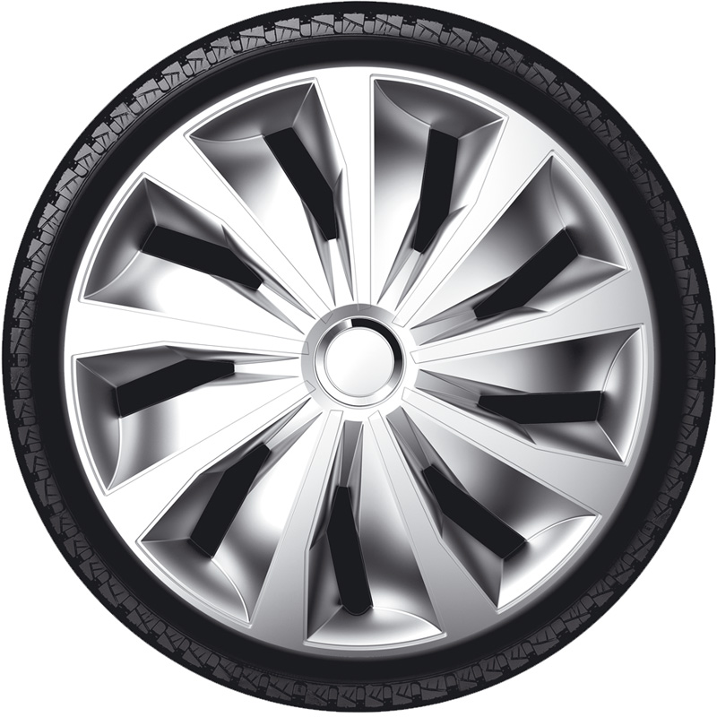 4-Delige Wieldoppenset Grip Pro 15-inch zilver