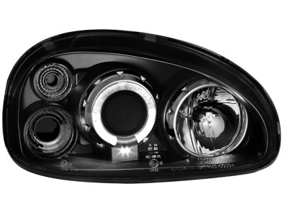 Koplampen Opel Corsa B 93-00  Angel Eyes zwart