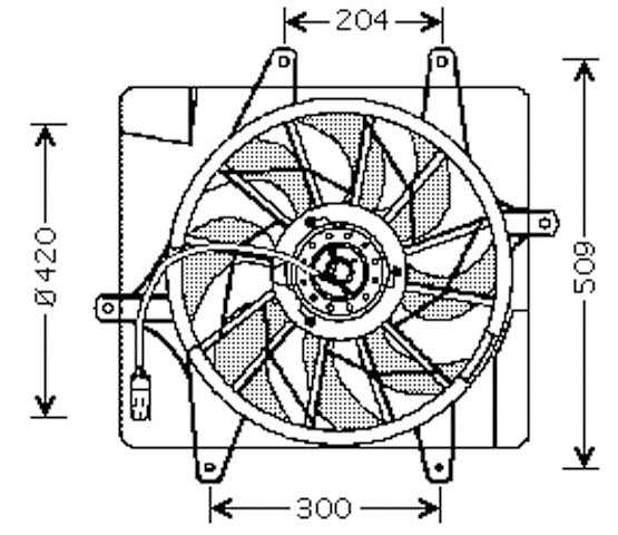 Radiator FAN PT-CRUISER. 00-05 ALLEEN 104+110kw +/-AC ALLEEN 104