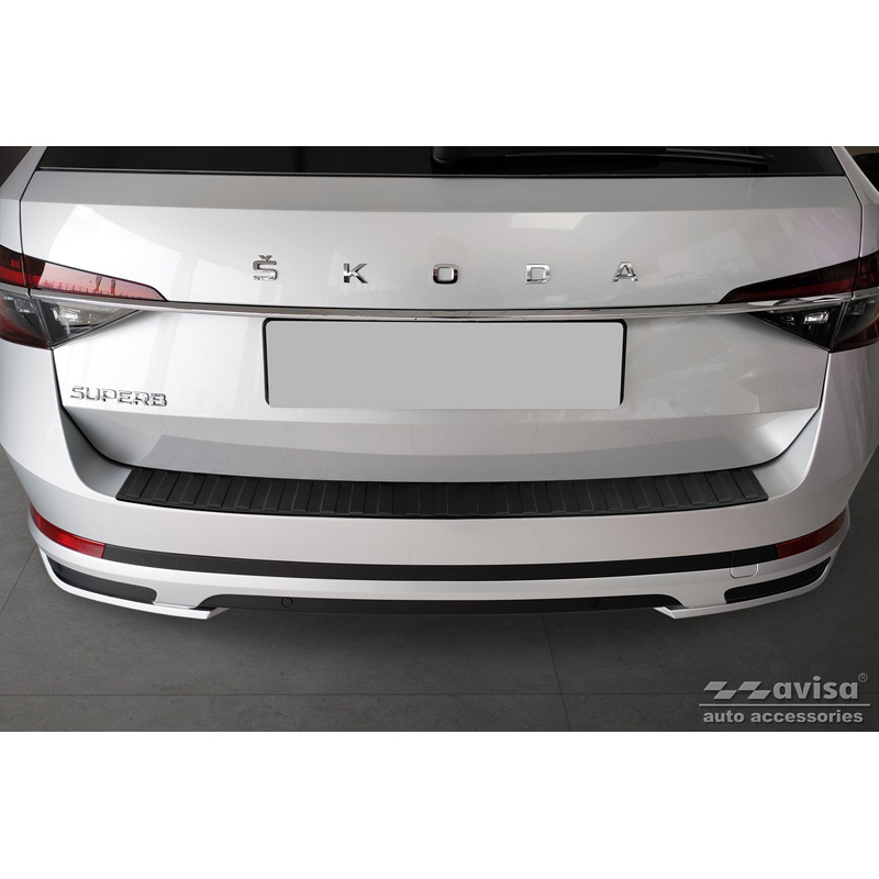 Matzwart RVS Achterbumperprotector  Skoda Superb III Combi 2015-2019 & Facelift 2019-2024 incl. Scout 'Ribs'