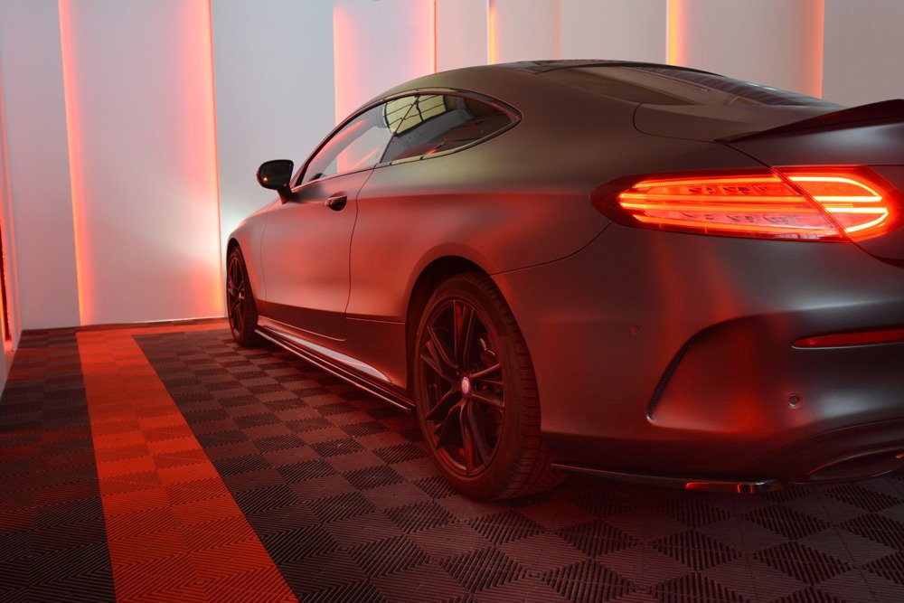 Zijskirts passend voor Mercedes C Klasse W205 Coupe AMG Pakket Maxton Glans Zwart