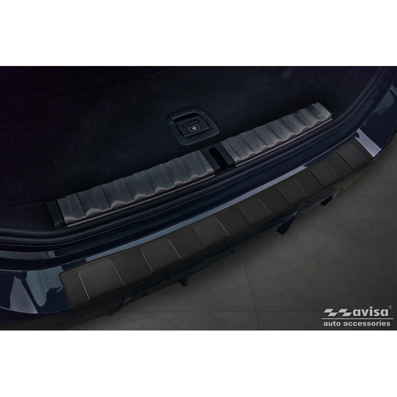 Matzwart RVS Achterbumperprotector  BMW 3 Serie Touring (G21) Facelift 2022- met M-Pakket 'Ribs'