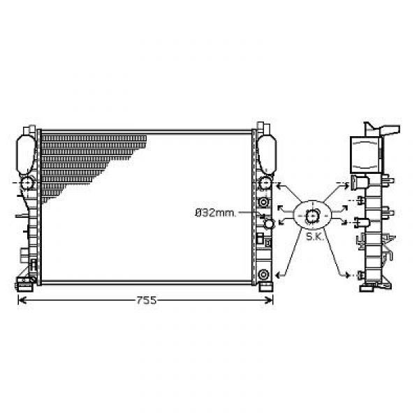 Radiator W211 02->> 640x455x18 E240/E320. +/-AC