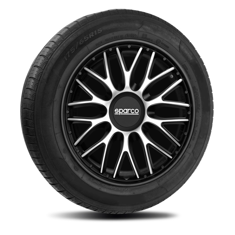 Sparco Wieldoppen Roma - 15-inch - Zilver/Zwart - Set van 4 stuks