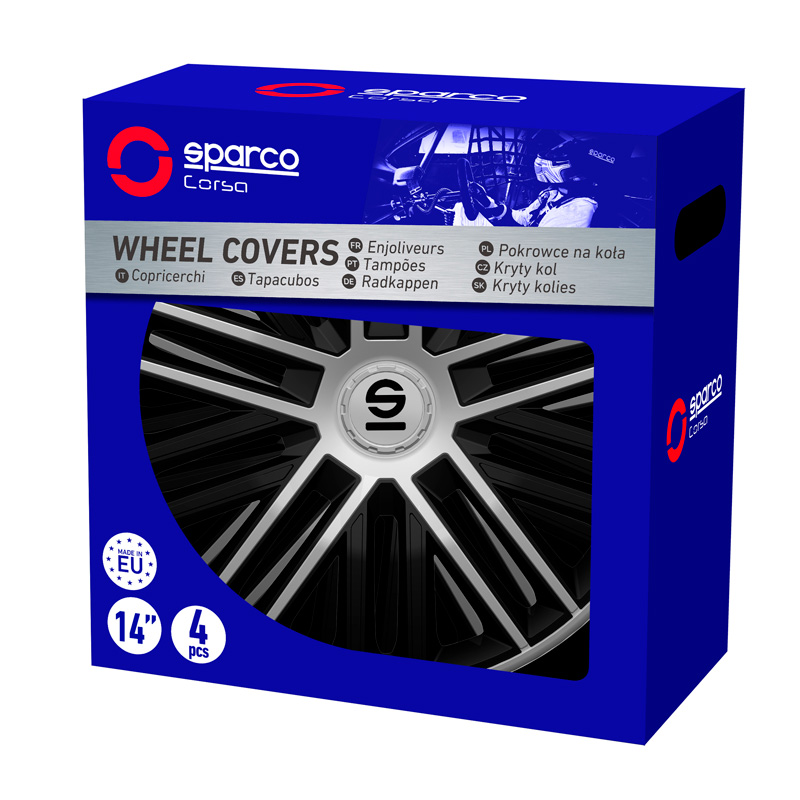 Sparco Wieldoppen Bergamo - 15-inch - Zwart/Zilver - Set van 4 stuks