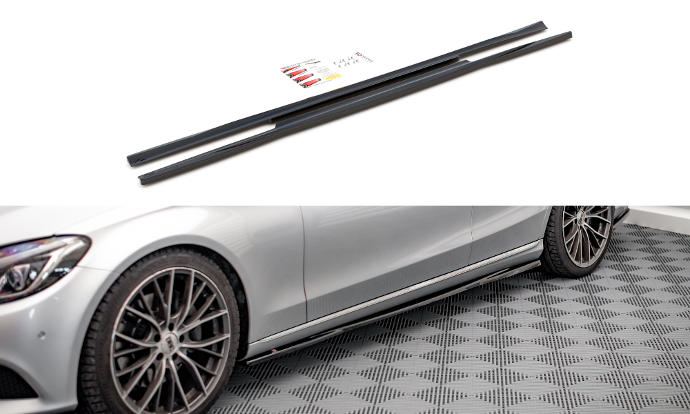 Zijskirts passend voor Mercedes-Benz C Klasse W205 Maxton Glans Zwart