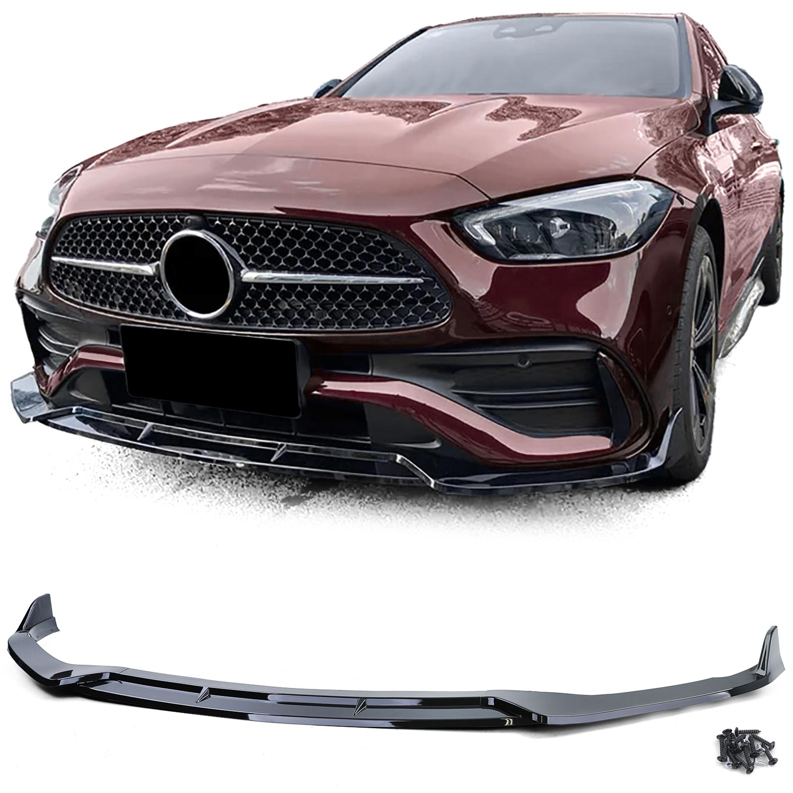 Voorspoiler Mercedes C Klasse W206 AMG Pakket Glans Zwart