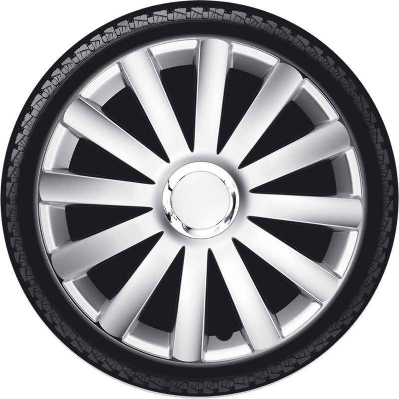 4-Delige Wieldoppenset Spyder 14-inch zilver + chroom ring