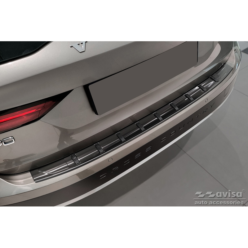 Zwart RVS Achterbumperprotector  Volvo V90 II 2016- (incl. Cross Country) 'STRONG EDITION'
