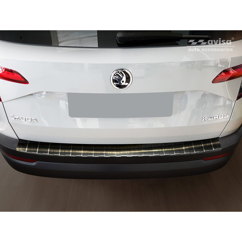 Zwart RVS Achterbumperprotector  Skoda Karoq 2017-2022 'Ribs'