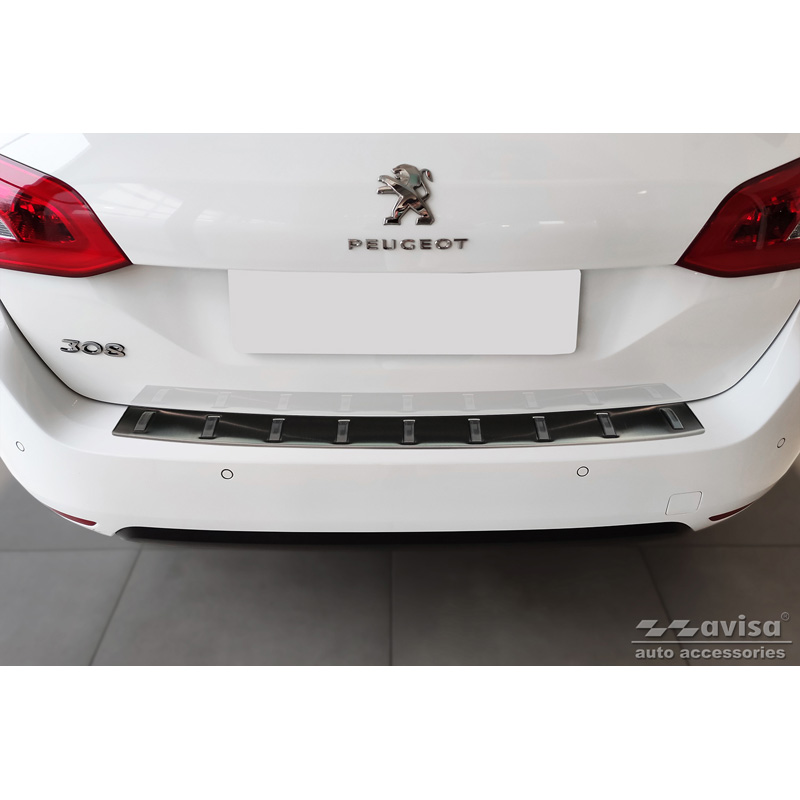 Zwart RVS Achterbumperprotector  Peugeot 308 SW II 2013-2017 & Facelift 2017-2021 'STRONG EDITION'