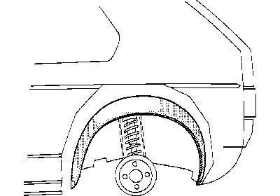 spatbordrand, binnen, smal, links VW Jetta, 1979-1984