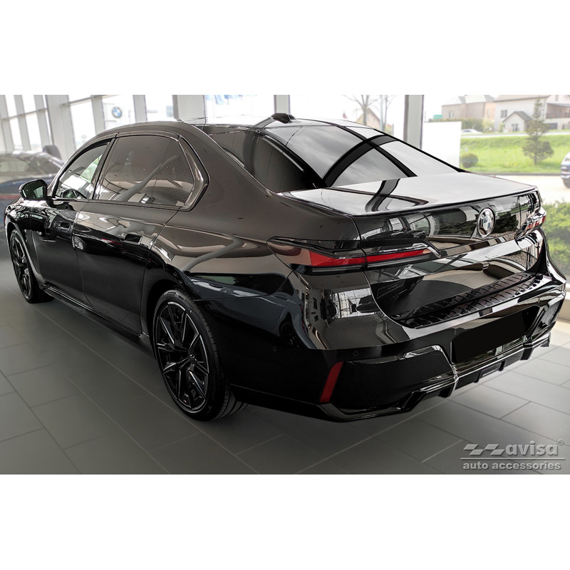 Zwart-Chroom RVS Achterbumperprotector  BMW 7-Serie (G70) 2023- met M-Pakket 'Ribs'