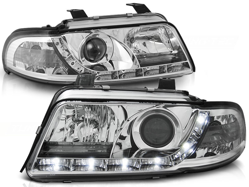 Koplampen Audi A4 99-01 chroom + Daytime Running Light