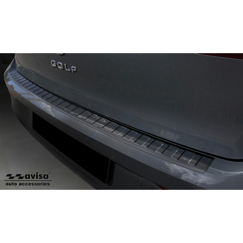 Zwart RVS Achterbumperprotector  Volkswagen Golf VIII HB 5-deurs 2020-2024 & FL 2024- 'Ribs'