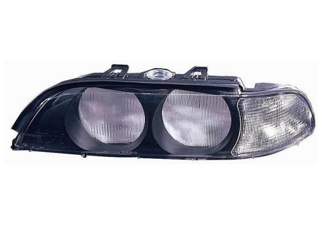 koplampglas, H7+HB3, witte knipper, links,-09/2000 BMW 5 serie E