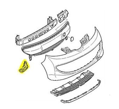 voorbumpersteun, voor, buiten, rechts Citroen C1, 2005-2012