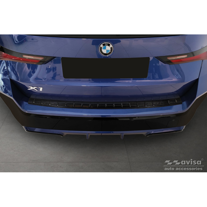 Echt 3D Carbon Achterbumperprotector  BMW X1 met M-Pakket (U11) 2022- 'Ribs'