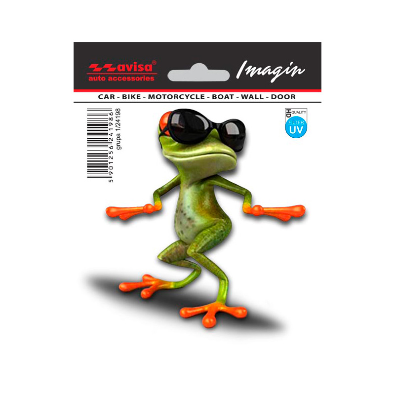 Auto Tattoo Sticker Frog Sunglasses - 11x11cm