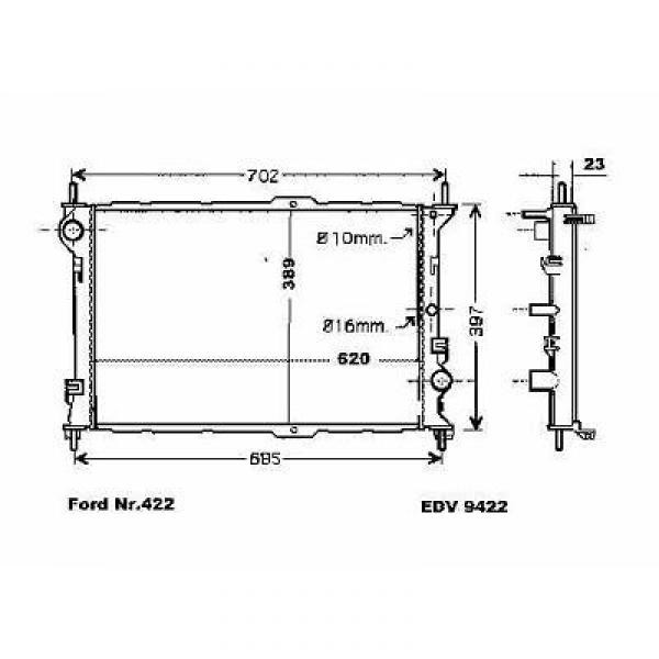 Radiator TRANSIT CONNECT 02->> 620x390x23 1.8D -AC