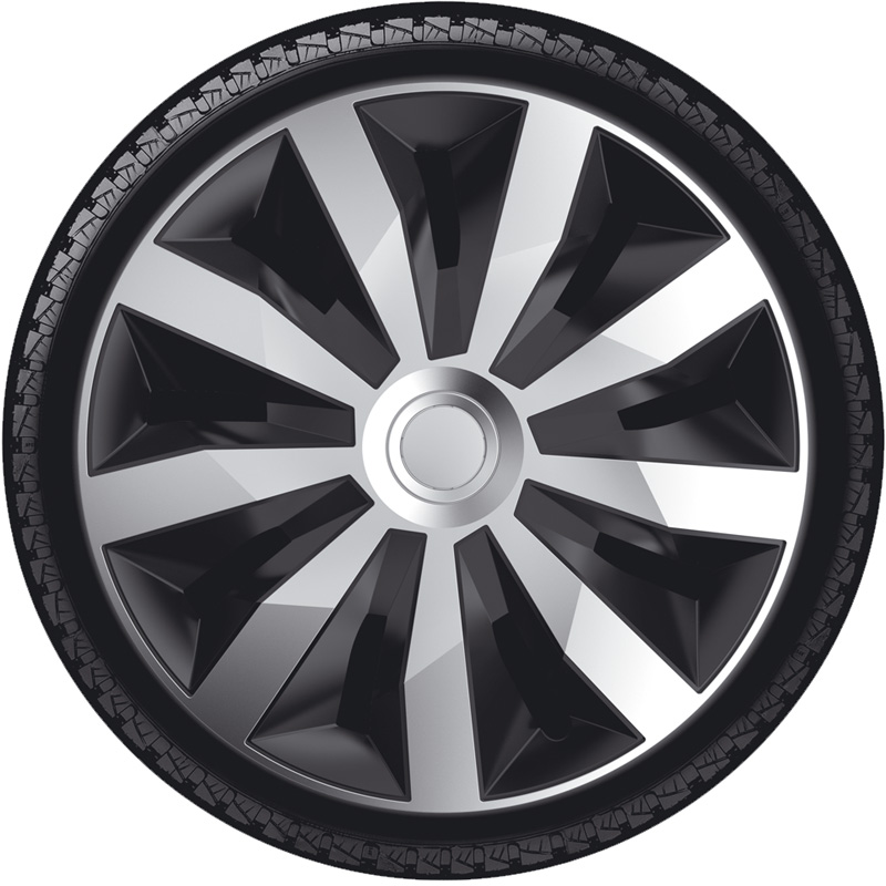 4-Delige Wieldoppenset Penta 16-inch zilver/zwart