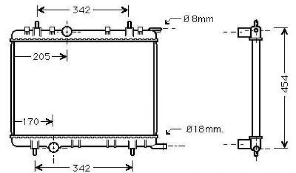 Radiator PARTNER/BERLINGO 02-05 380x568 1.1I/1.4I/1.6I + AC