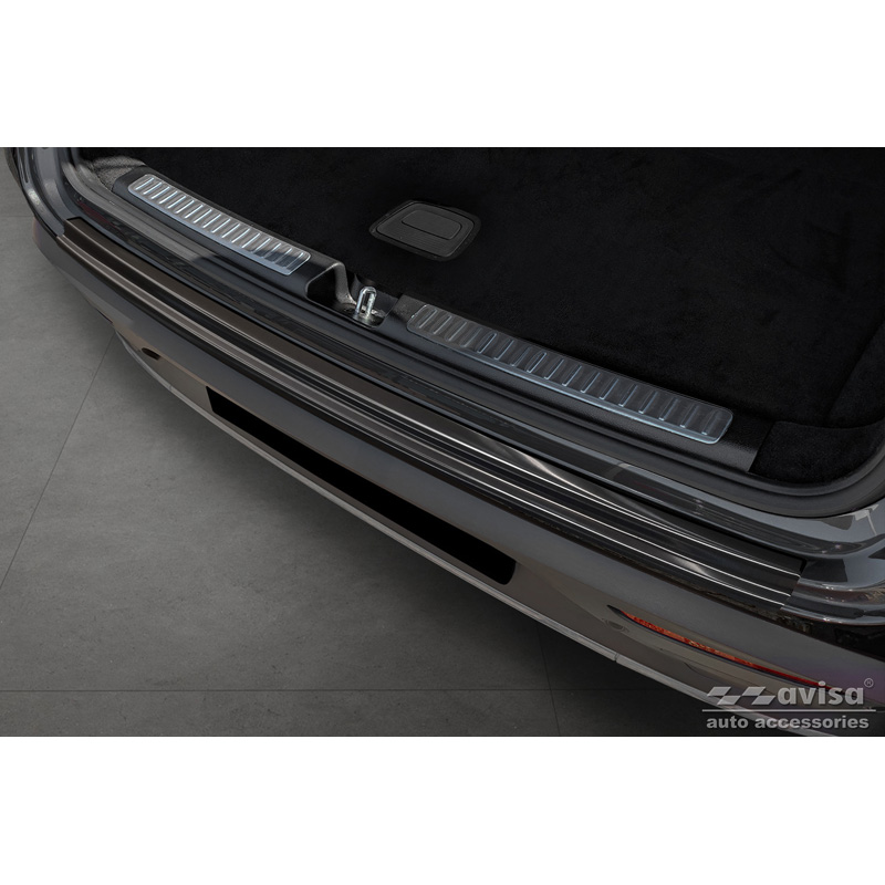 Zwart RVS Achterbumperprotector  Mercedes EQC (N293) 2019- 'Ribs'