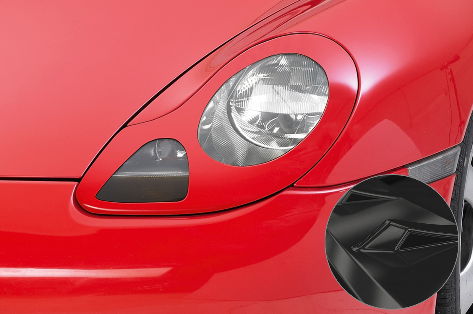 Koplampspoiler Porsche Boxster 986 en 911/996 CSR Glans Zwart